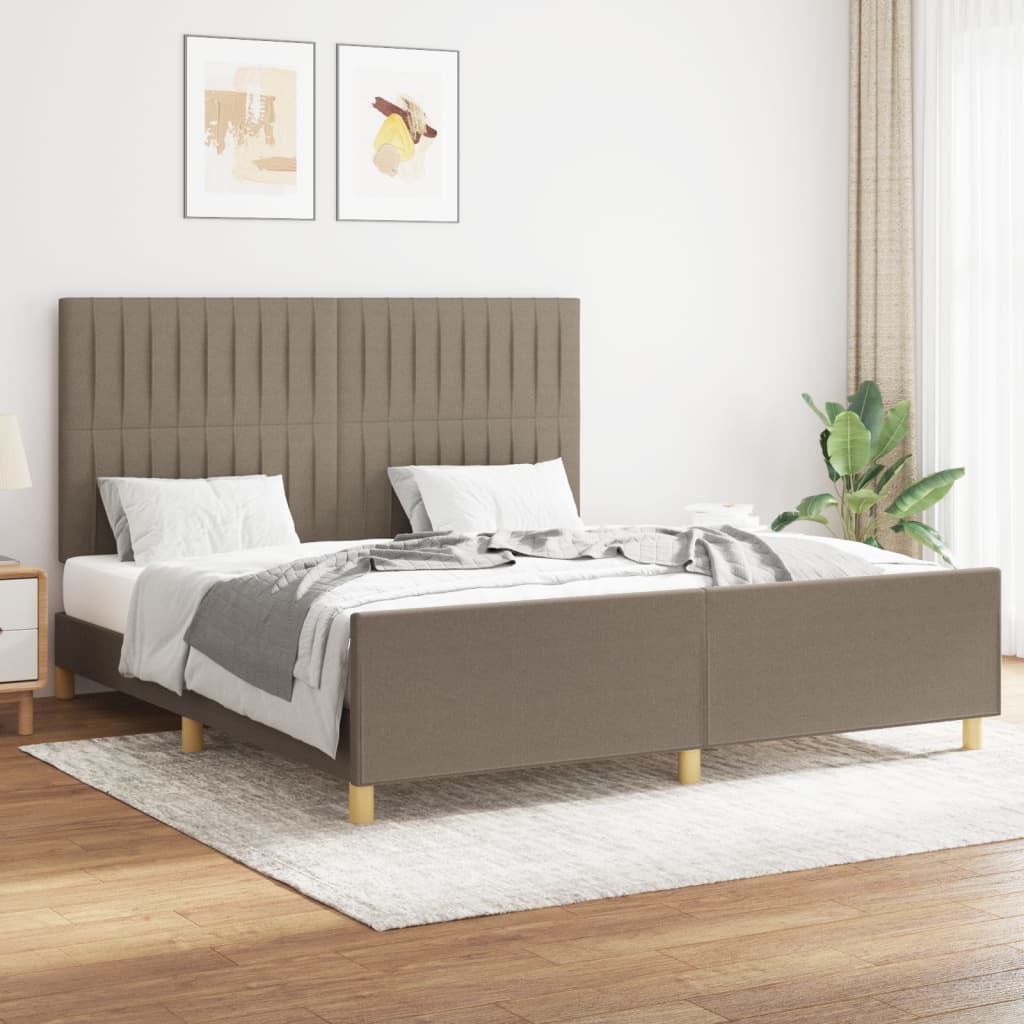 Cadre de lit sans matelas taupe 160x200 cm tissu - XIOS