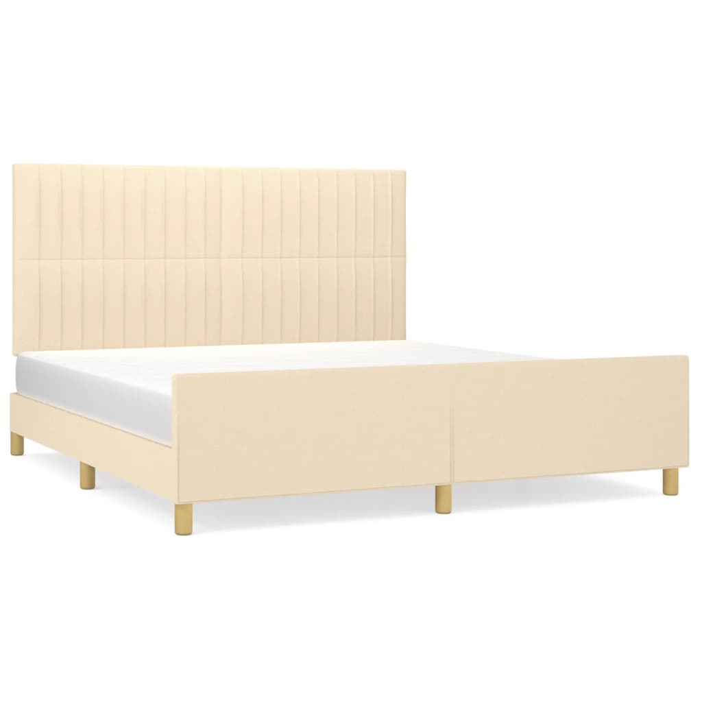 Cadre de lit sans matelas crème 160x200 cm tissu - XIOS
