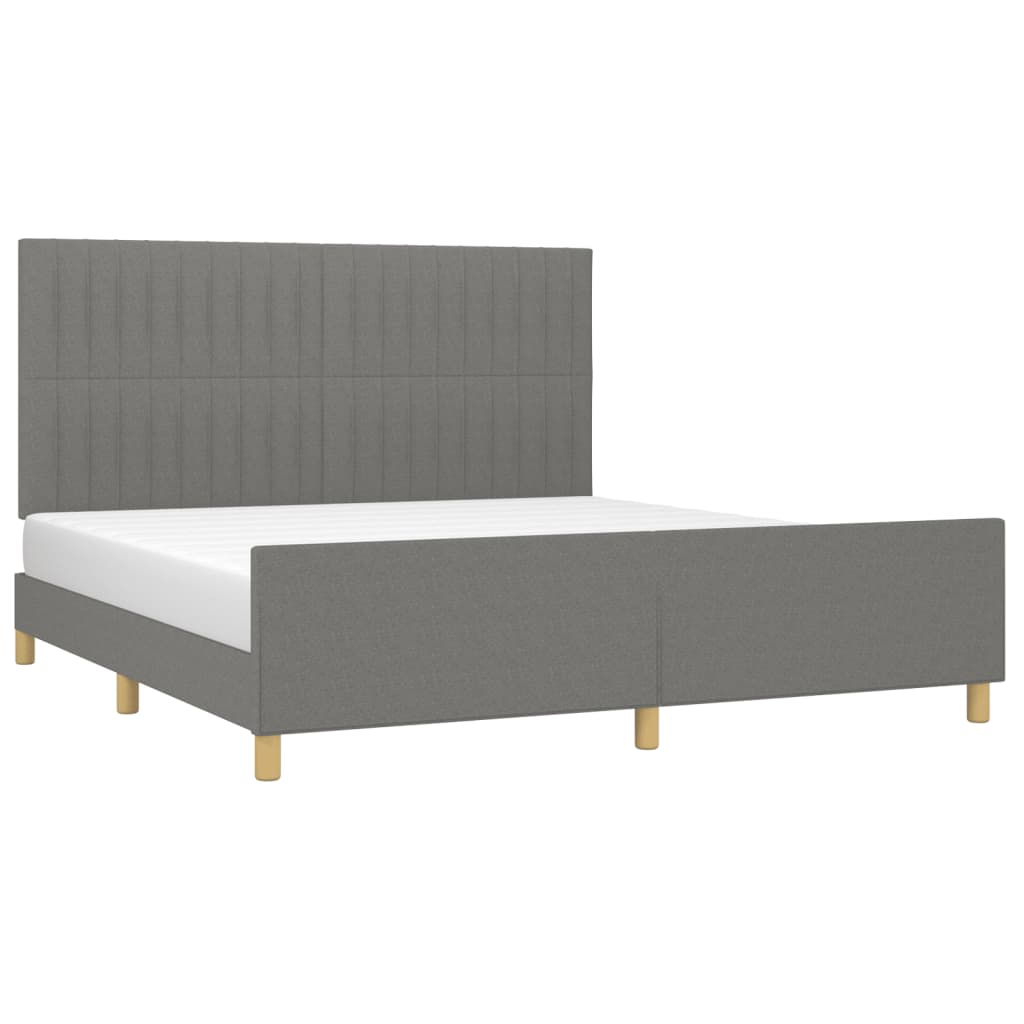 Cadre de lit sans matelas gris foncé 180x200 cm tissu - XIOS
