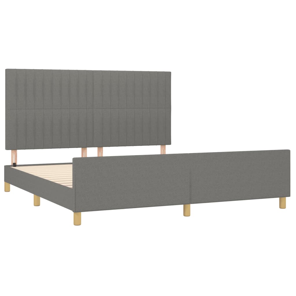 Cadre de lit sans matelas gris foncé 180x200 cm tissu - XIOS