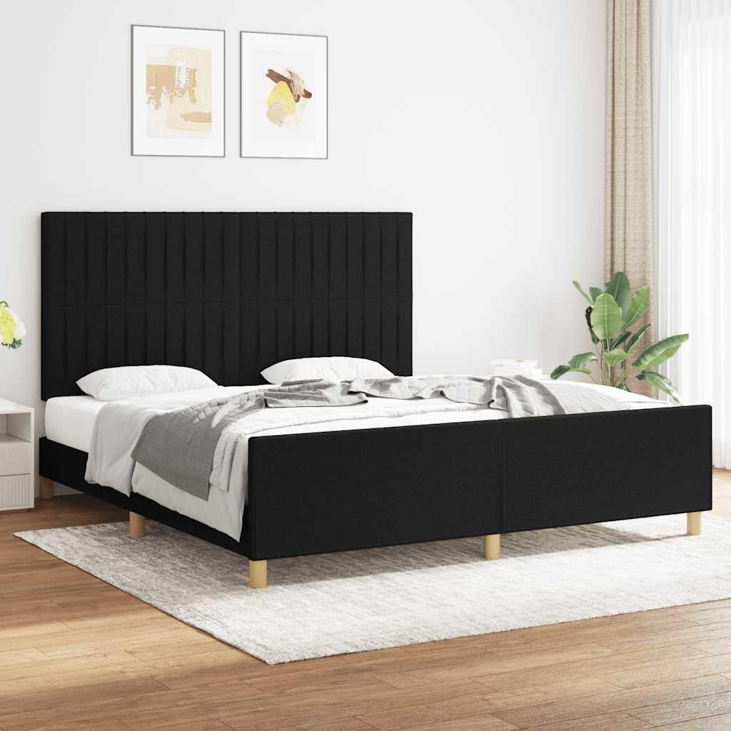 Cadre de lit sans matelas noir 180x200 cm tissu - XIOS