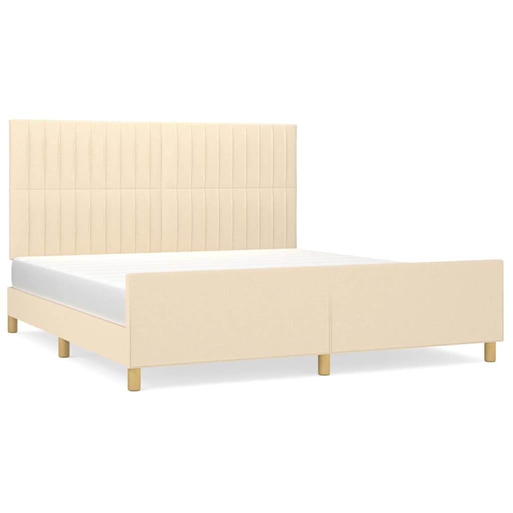 Cadre de lit sans matelas crème 180x200 cm tissu