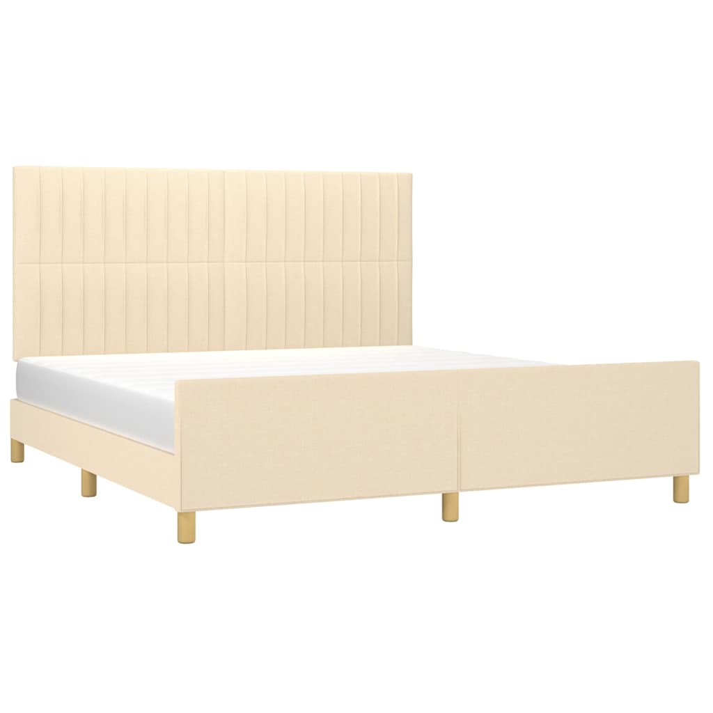 Cadre de lit sans matelas crème 180x200 cm tissu
