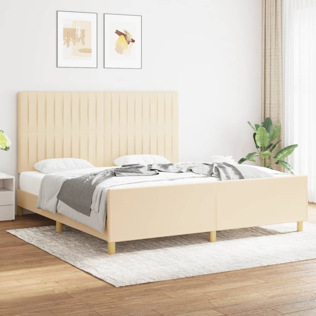 Cadre de lit sans matelas crème 180x200 cm tissu - XIOS