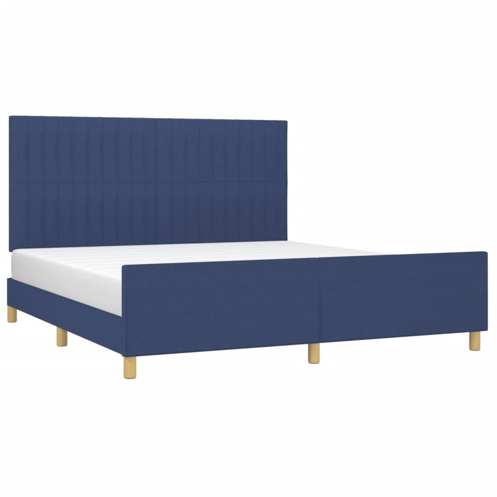 Cadre de lit sans matelas bleu 180x200 cm tissu - XIOS