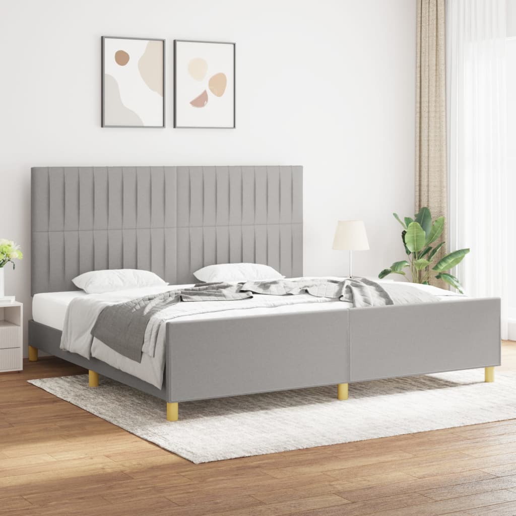 Cadre de lit sans matelas gris clair 200x200 cm tissu - XIOS
