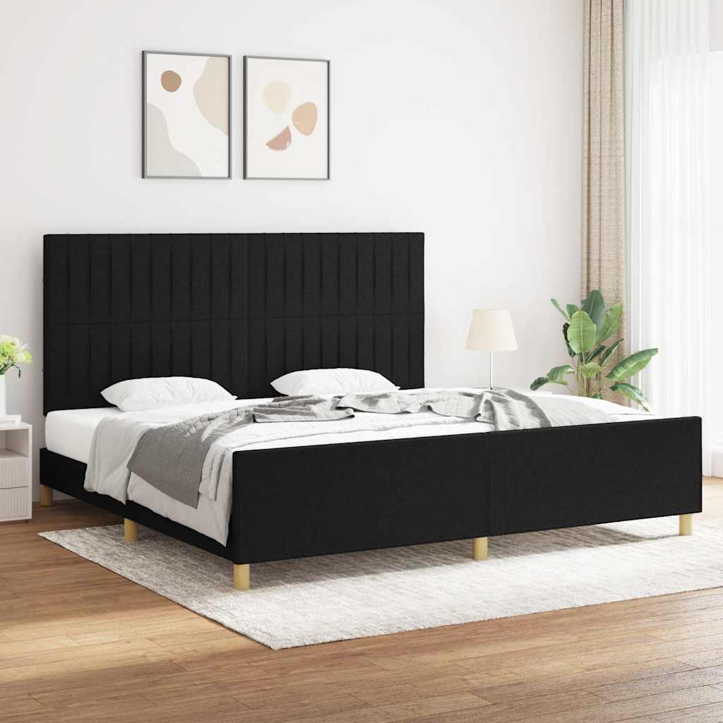Cadre de lit sans matelas noir 200x200 cm tissu - XIOS