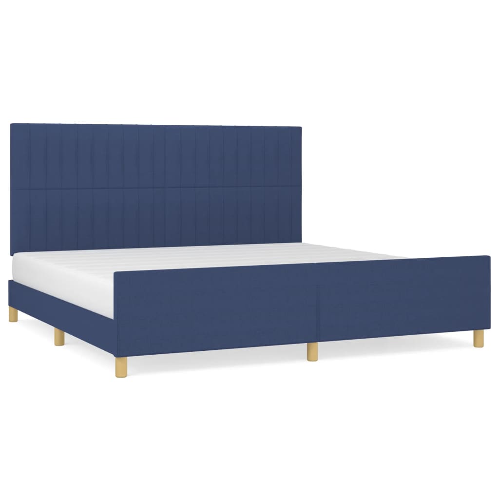 Cadre de lit sans matelas bleu 200x200 cm tissu - XIOS