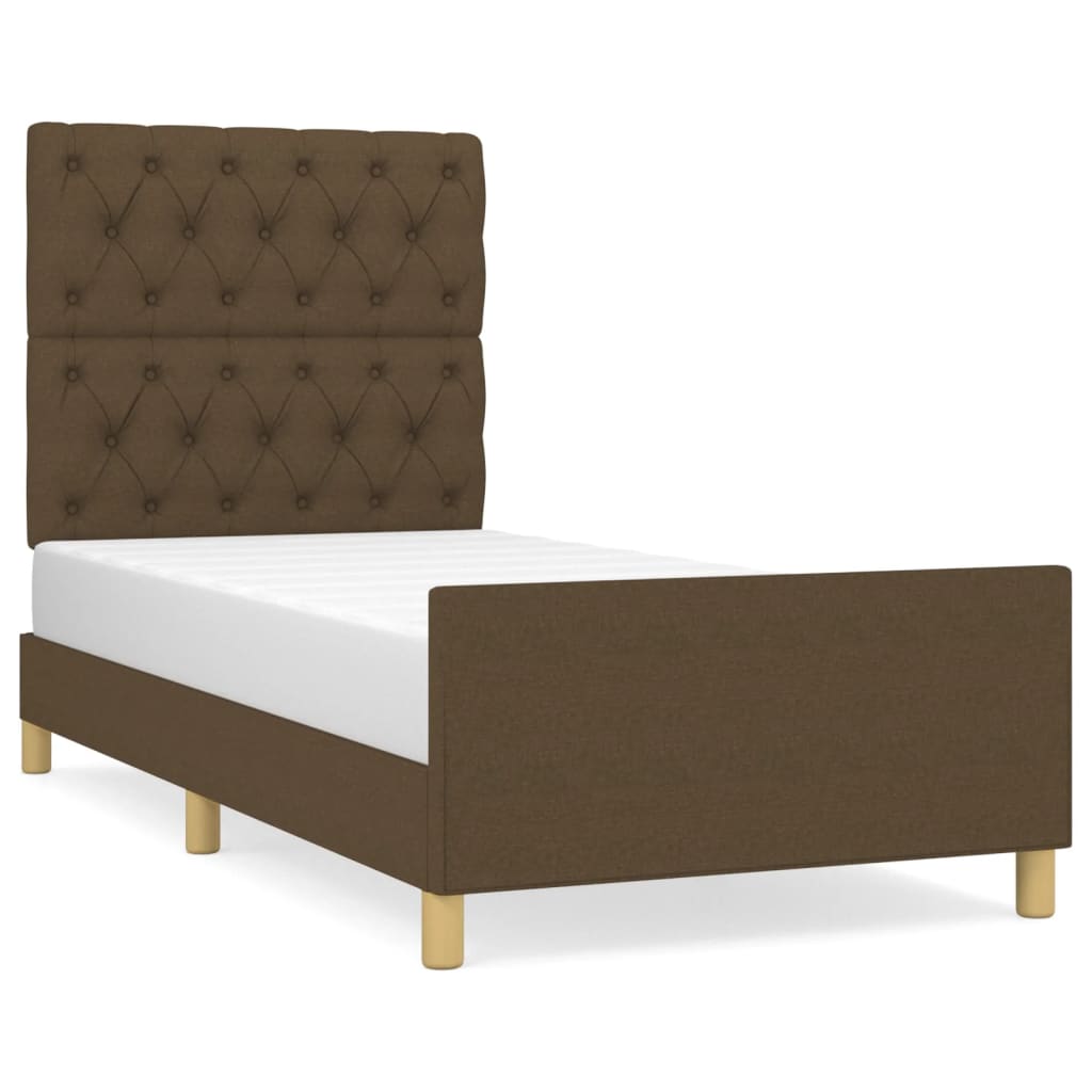 Cadre de lit sans matelas marron foncé 80x200 cm tissu - XIOS
