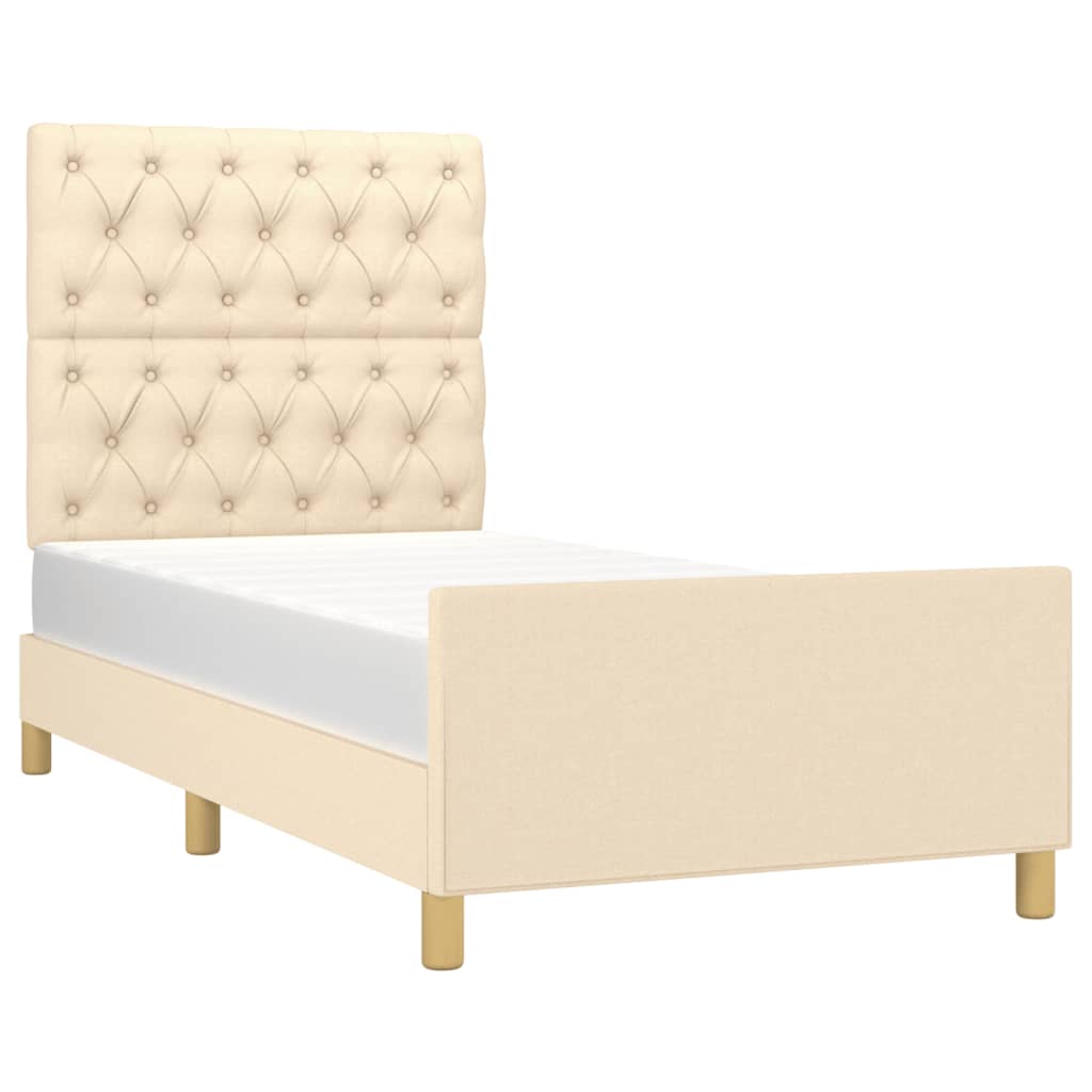 Cadre de lit sans matelas crème 80x200 cm tissu - XIOS