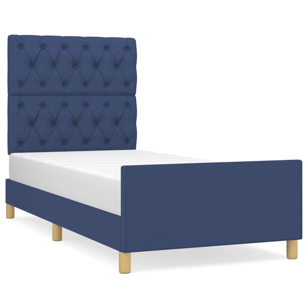 Cadre de lit sans matelas bleu 80x200 cm tissu - XIOS
