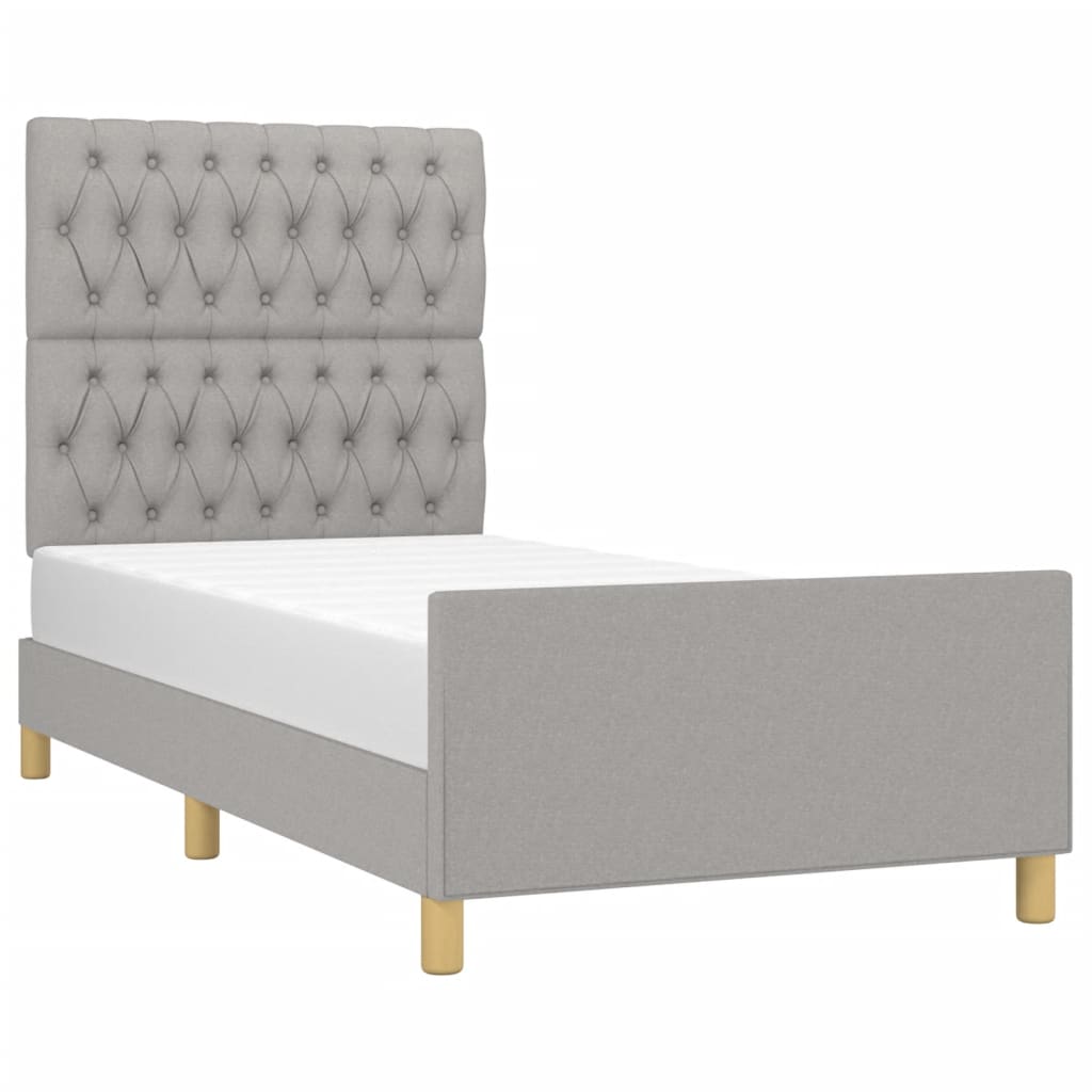 Cadre de lit sans matelas gris clair 90x200 cm tissu - XIOS