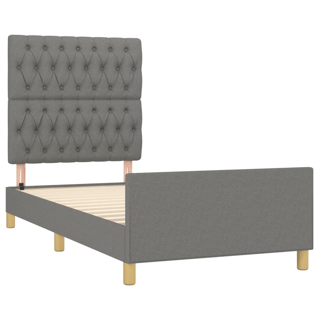 Cadre de lit sans matelas gris foncé 100x200 cm tissu - XIOS