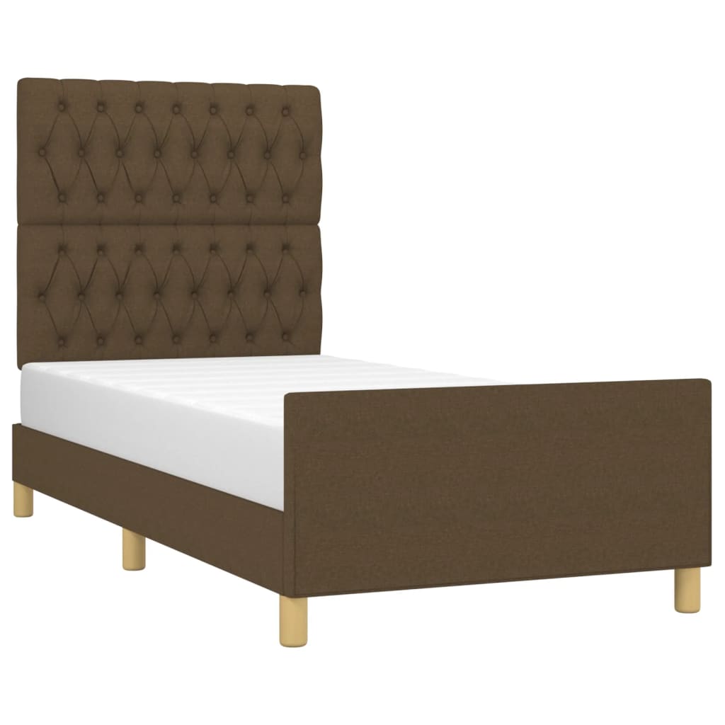 Cadre de lit sans matelas marron foncé 100x200 cm tissu - XIOS
