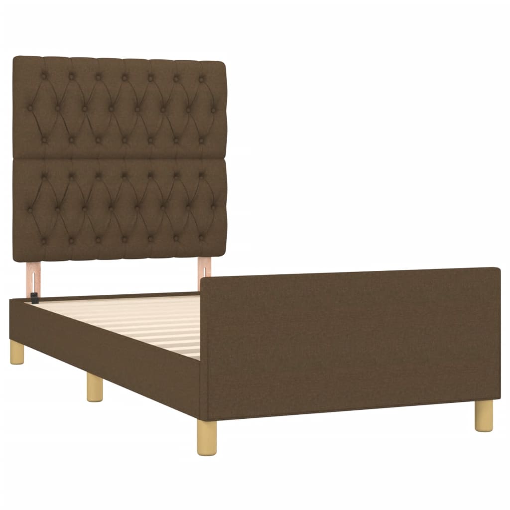Cadre de lit sans matelas marron foncé 100x200 cm tissu - XIOS
