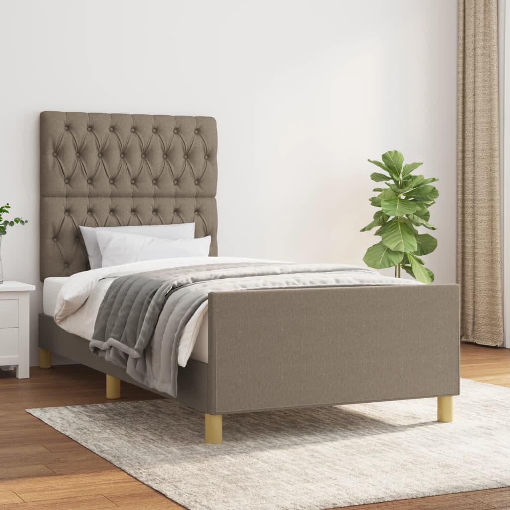 Cadre de lit sans matelas taupe 100x200 cm tissu - XIOS