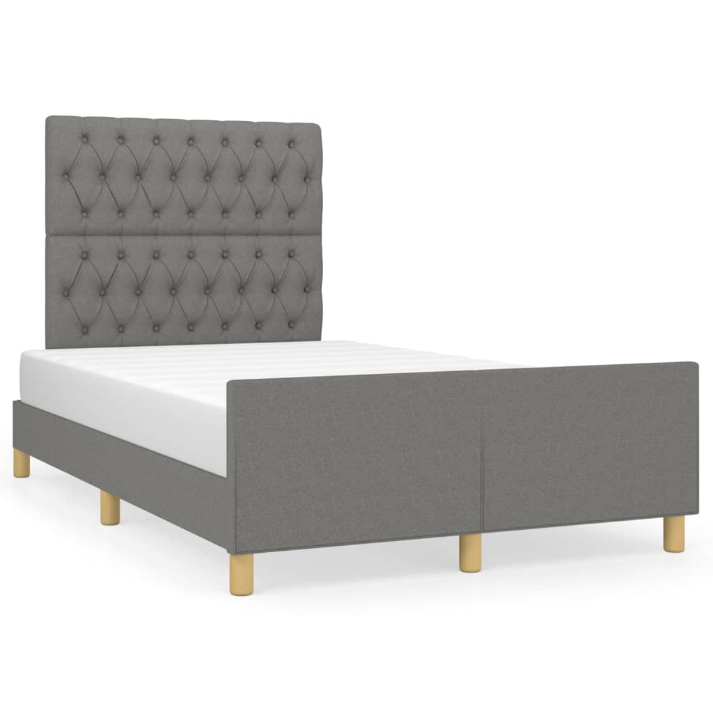 Cadre de lit sans matelas gris foncé 120x200 cm tissu - XIOS