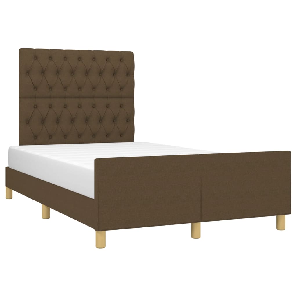Cadre de lit sans matelas marron foncé 120x200 cm tissu - XIOS