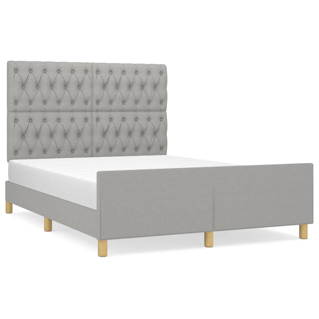 Cadre de lit sans matelas gris clair 140x190 cm tissu - XIOS