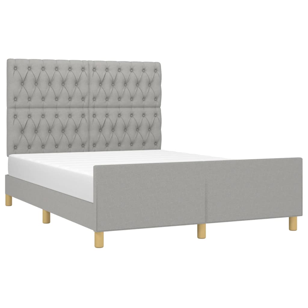 Cadre de lit sans matelas gris clair 140x190 cm tissu - XIOS