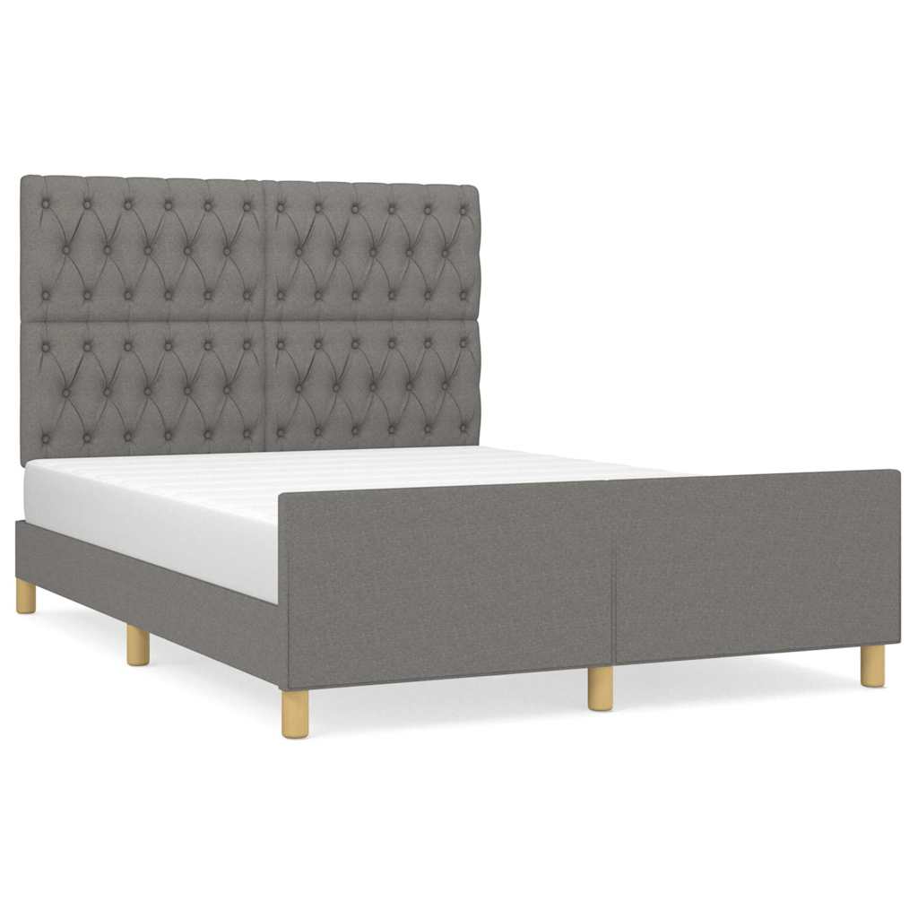 Cadre de lit sans matelas gris foncé 140x190 cm tissu - XIOS