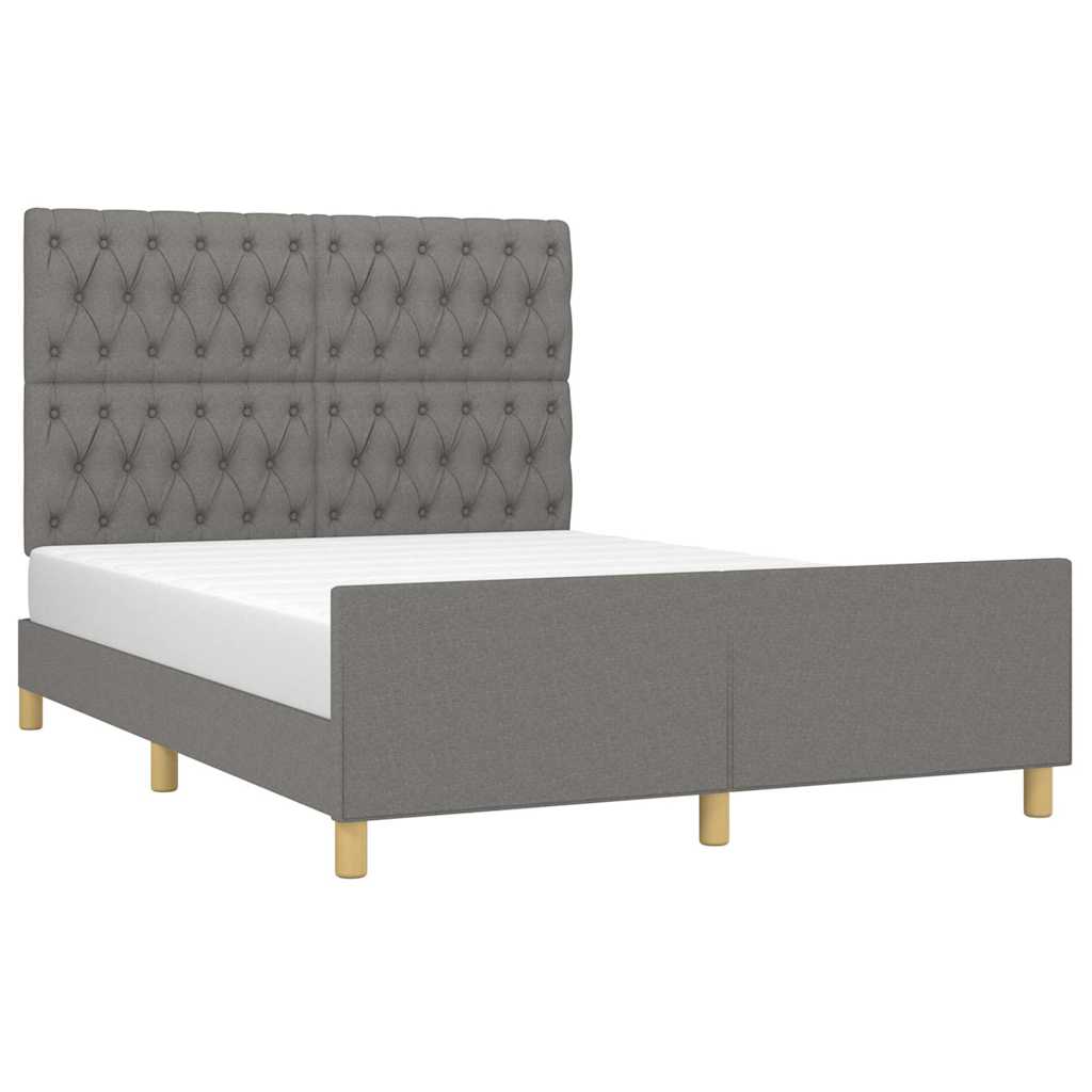 Cadre de lit sans matelas gris foncé 140x190 cm tissu - XIOS