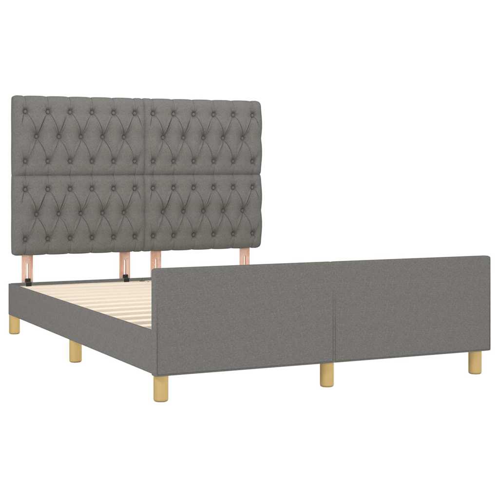 Cadre de lit sans matelas gris foncé 140x190 cm tissu - XIOS