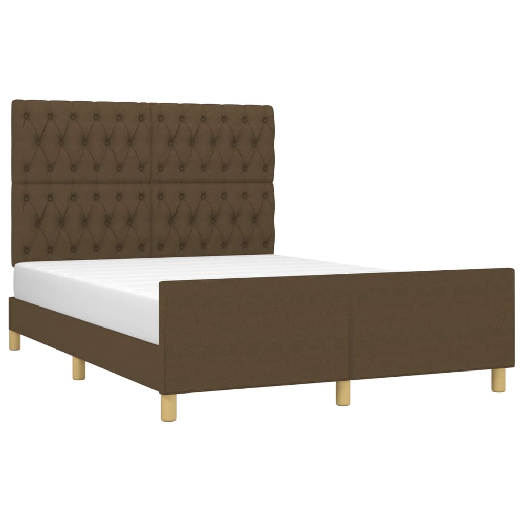 Cadre de lit sans matelas marron foncé 140x190 cm tissu - XIOS