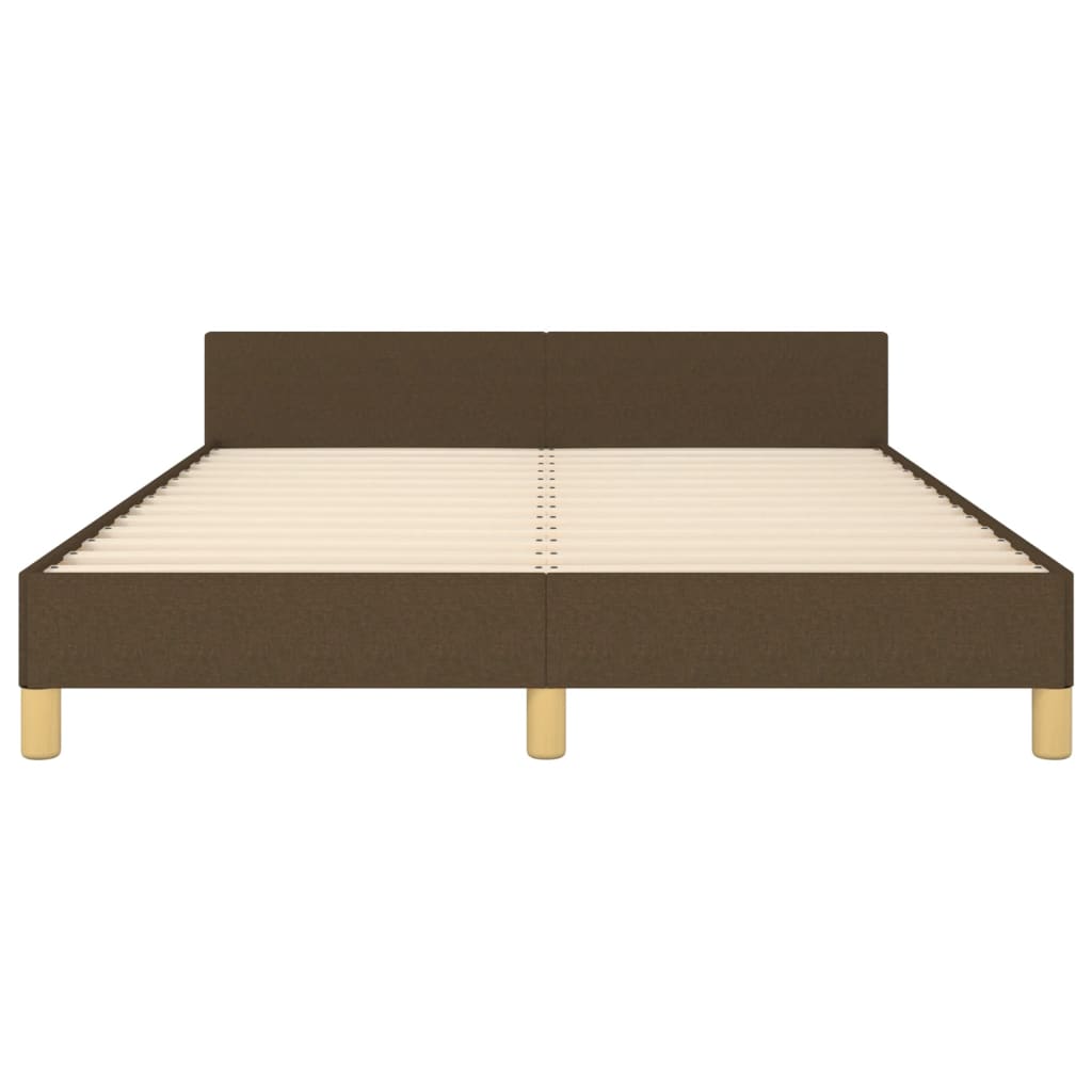 Cadre de lit sans matelas marron foncé 140x190 cm tissu - XIOS