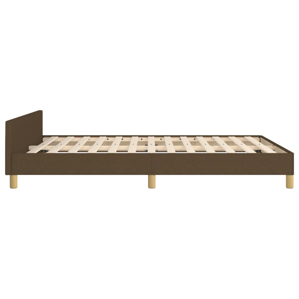 Cadre de lit sans matelas marron foncé 140x190 cm tissu - XIOS