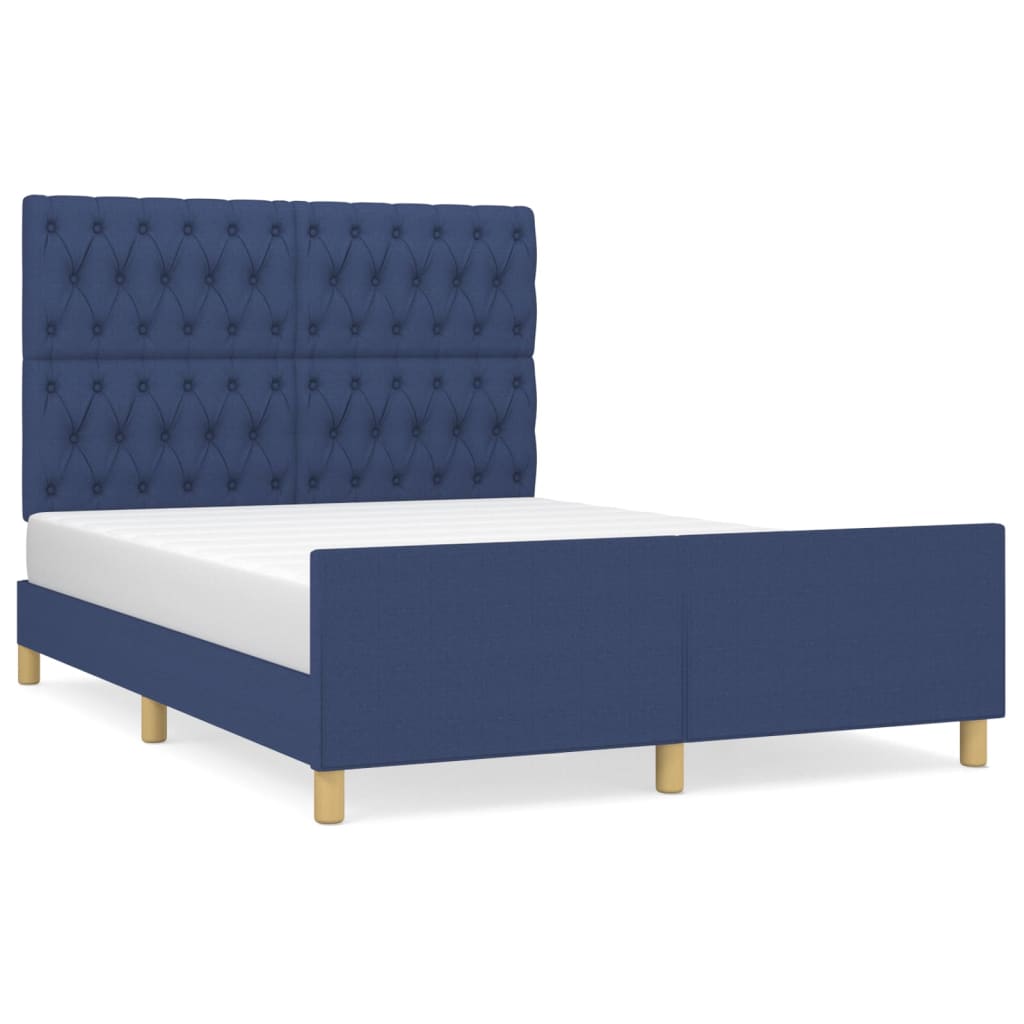 Cadre de lit sans matelas bleu 140x190 cm tissu - XIOS