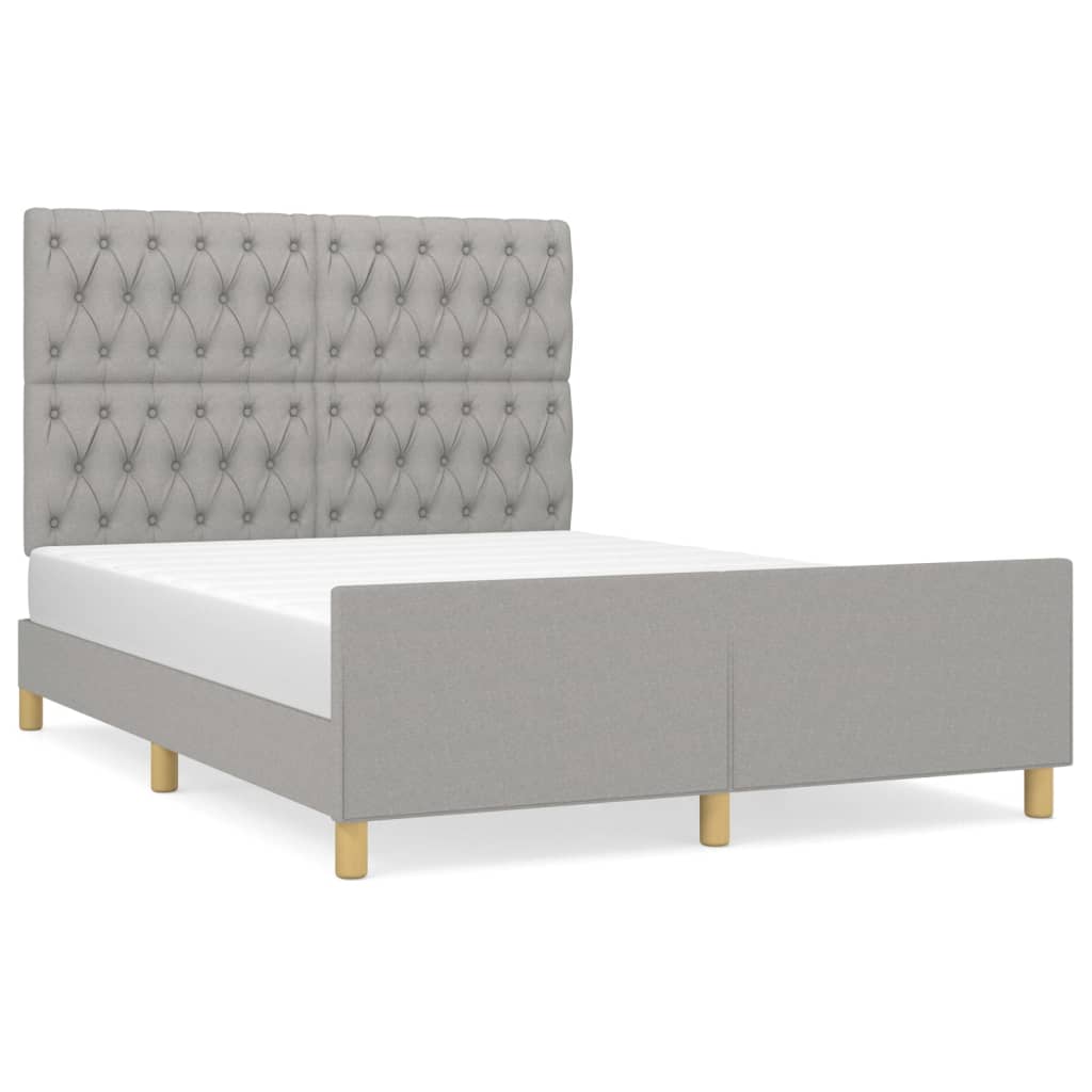 Cadre de lit sans matelas gris clair 140x200 cm tissu - XIOS