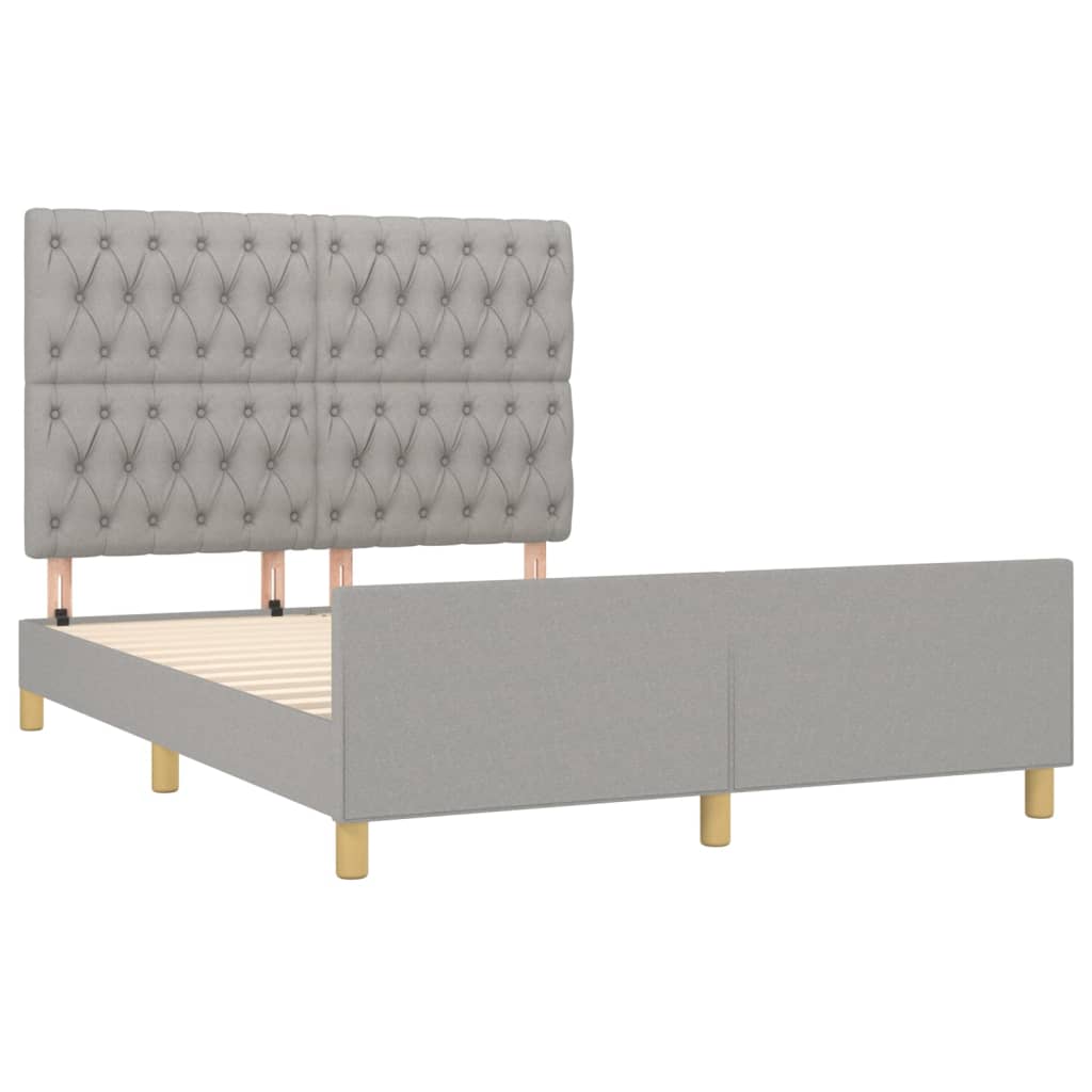 Cadre de lit sans matelas gris clair 140x200 cm tissu - XIOS