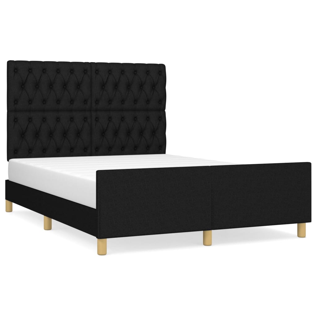 Cadre de lit sans matelas noir 140x200 cm tissu - XIOS