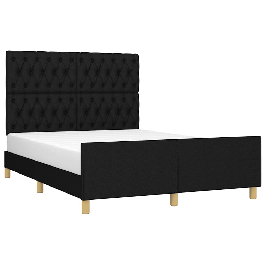 Cadre de lit sans matelas noir 140x200 cm tissu - XIOS