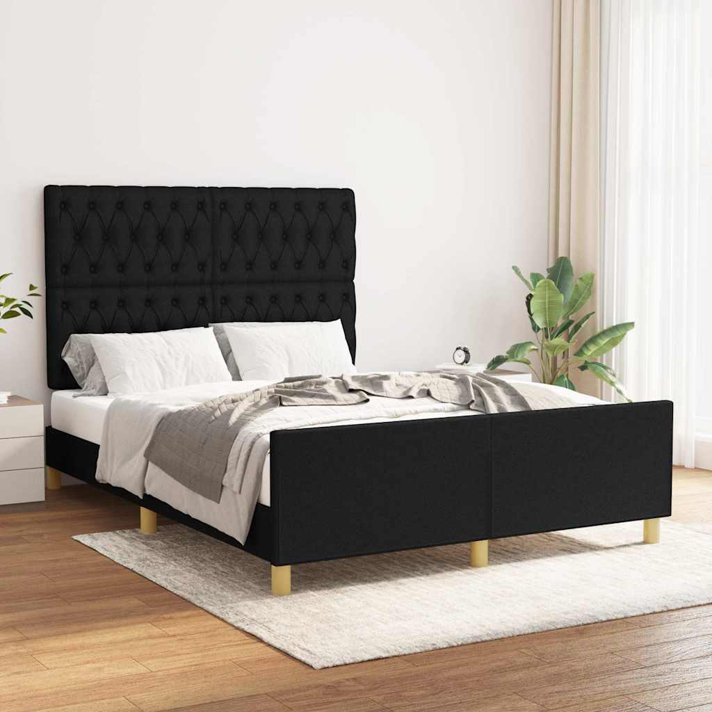 Cadre de lit sans matelas noir 140x200 cm tissu - XIOS