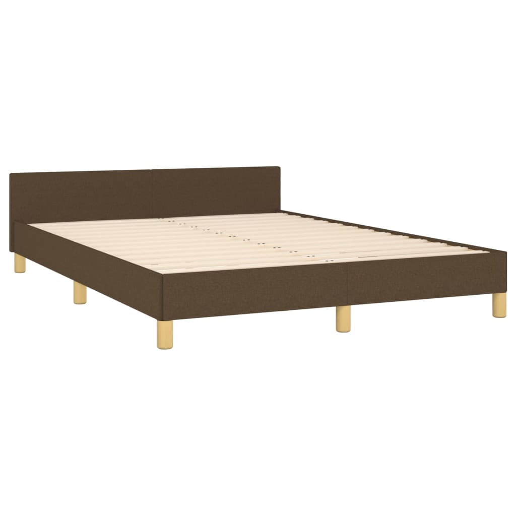 Cadre de lit sans matelas marron foncé 140x200 cm tissu - XIOS