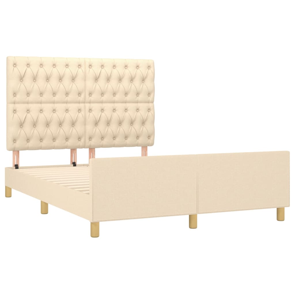 Cadre de lit sans matelas crème 140x200 cm tissu - XIOS