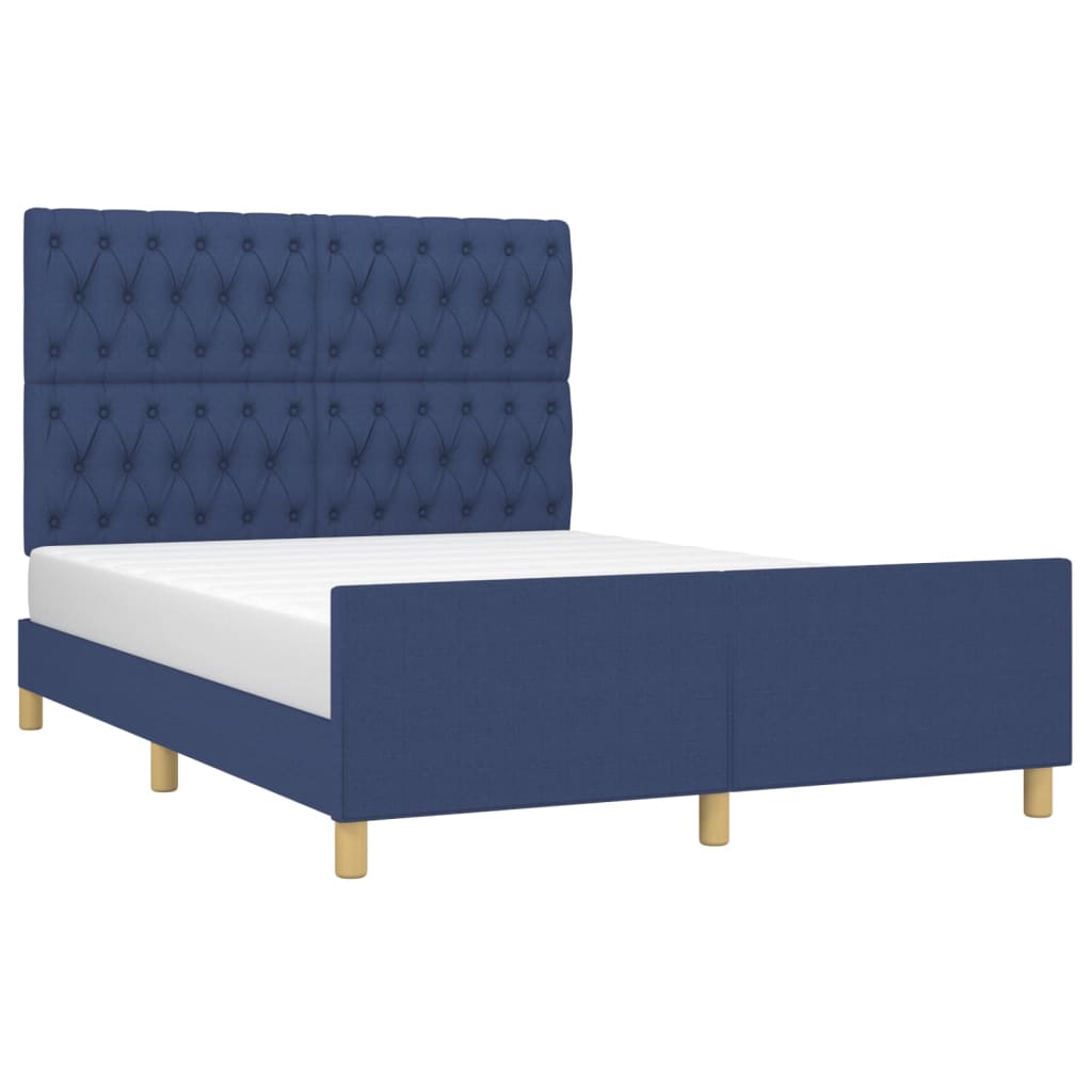 Cadre de lit sans matelas bleu 140x200 cm tissu - XIOS