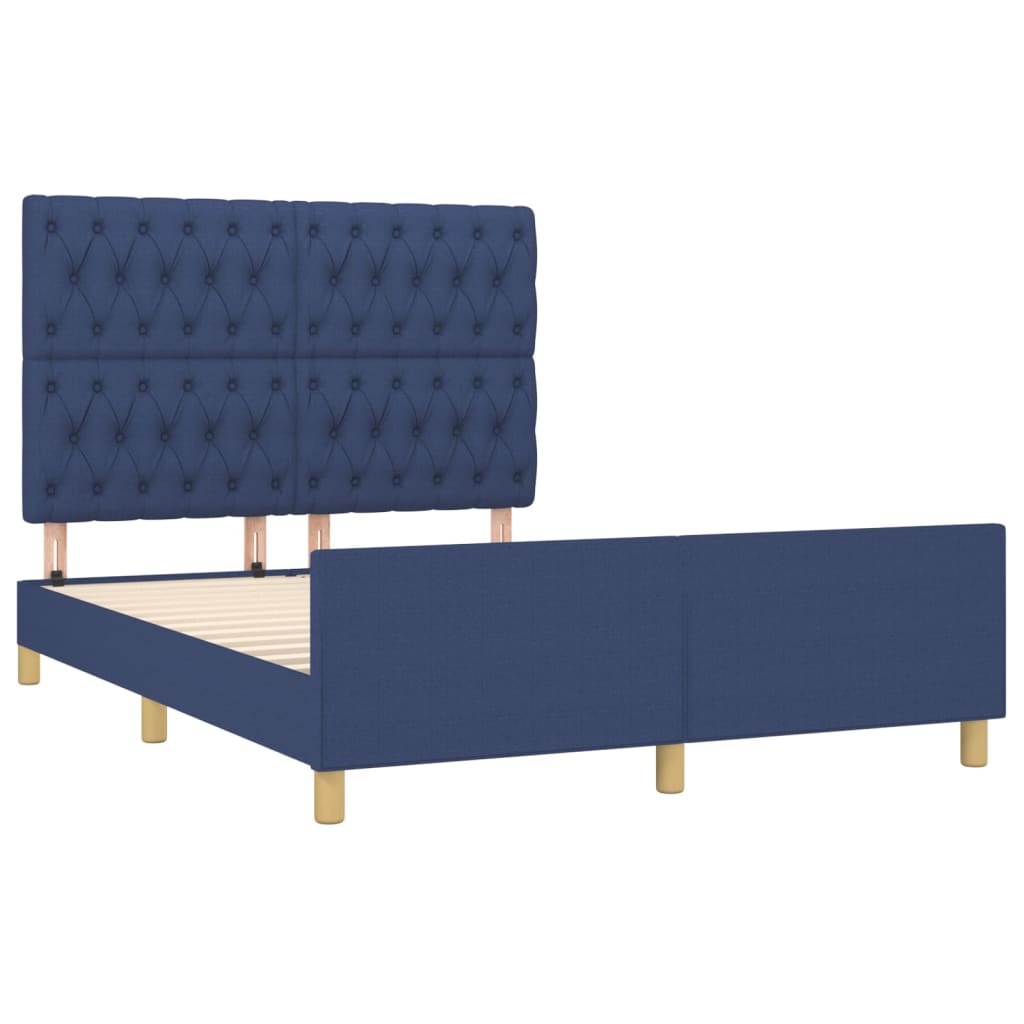 Cadre de lit sans matelas bleu 140x200 cm tissu - XIOS