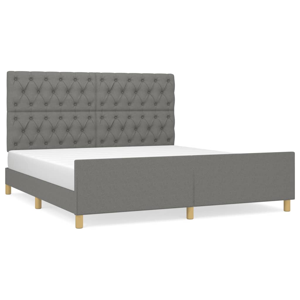 Cadre de lit sans matelas gris foncé 160x200 cm tissu - XIOS