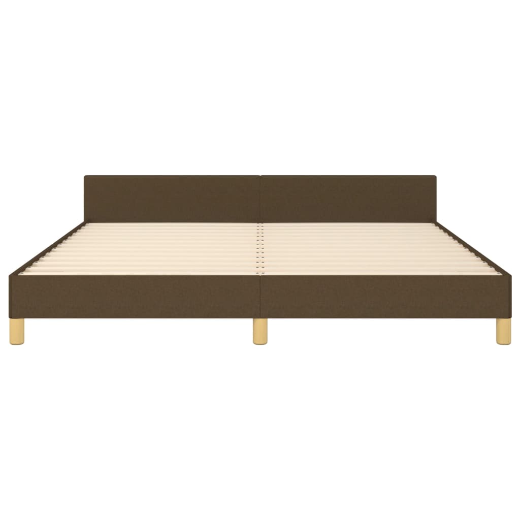 Cadre de lit sans matelas marron foncé 160x200 cm tissu - XIOS