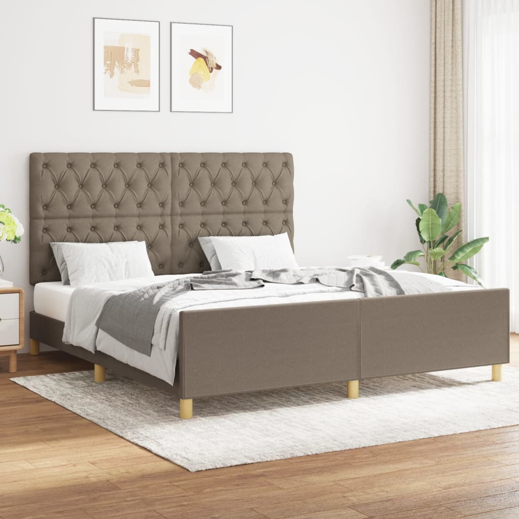 Cadre de lit sans matelas taupe 160x200 cm tissu - XIOS