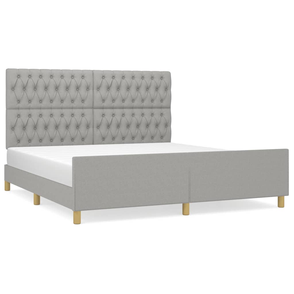 Cadre de lit sans matelas gris clair 180x200 cm tissu - XIOS