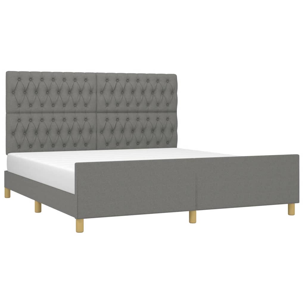 Cadre de lit sans matelas gris foncé 180x200 cm tissu - XIOS