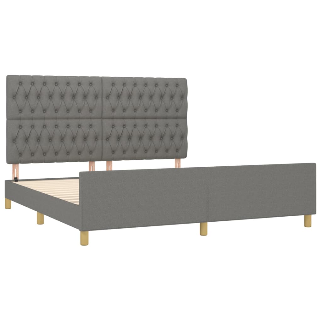 Cadre de lit sans matelas gris foncé 180x200 cm tissu - XIOS