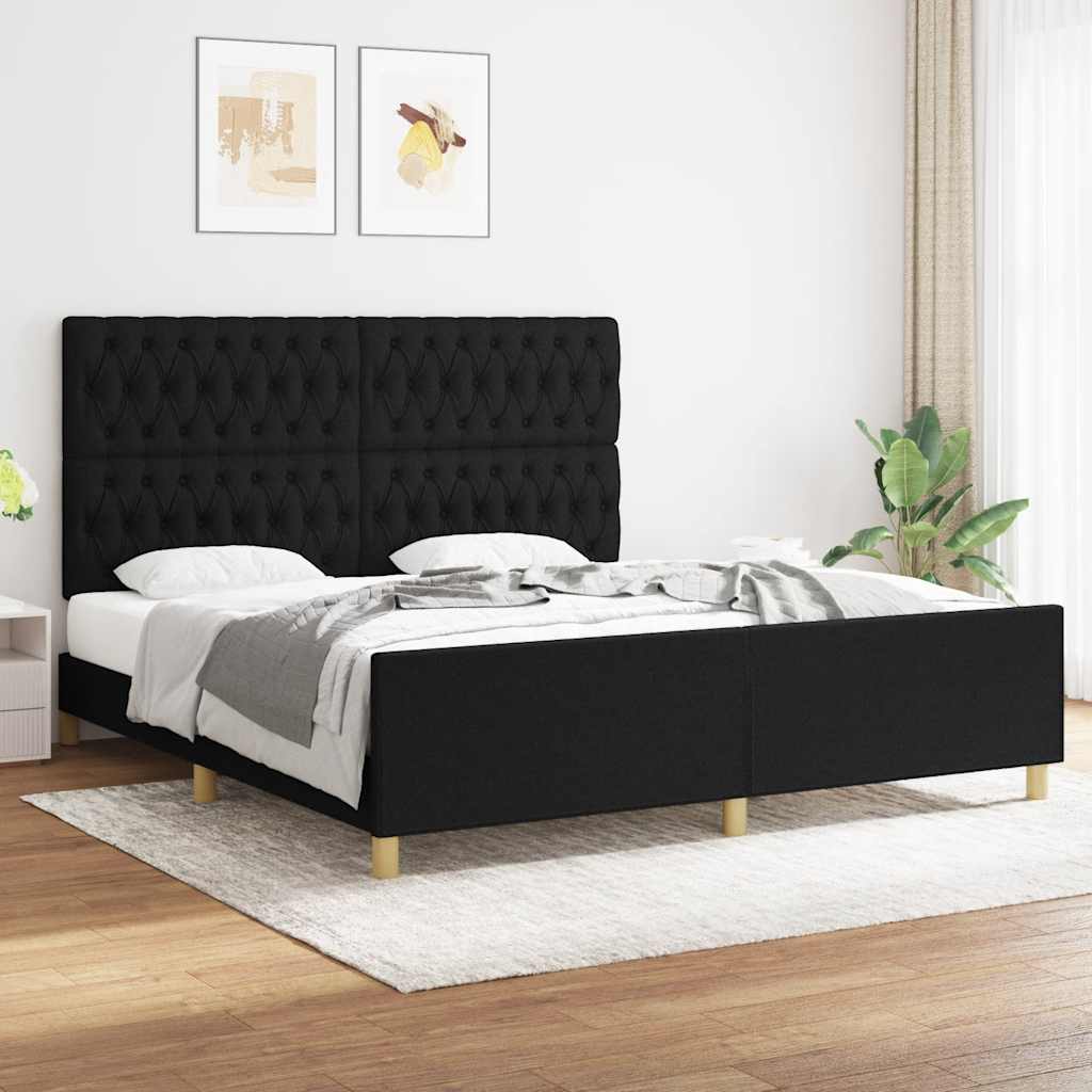 Cadre de lit sans matelas noir 180x200 cm tissu - XIOS