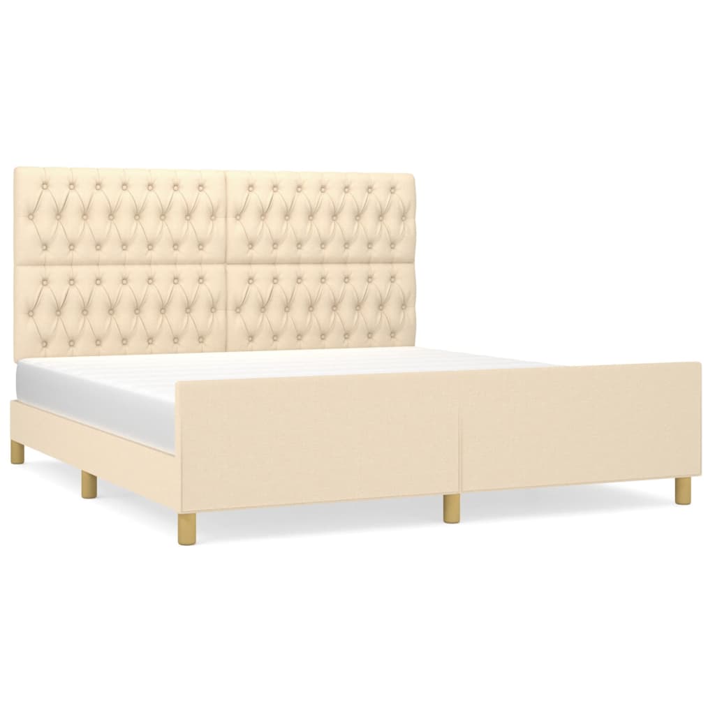 Cadre de lit sans matelas crème 180x200 cm tissu - XIOS