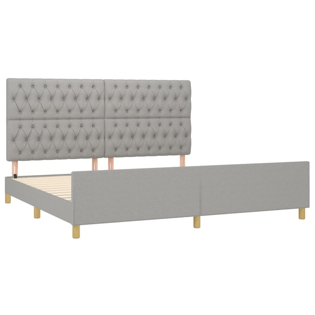 Cadre de lit sans matelas avec tête de lit gris clair tissu - XIOS