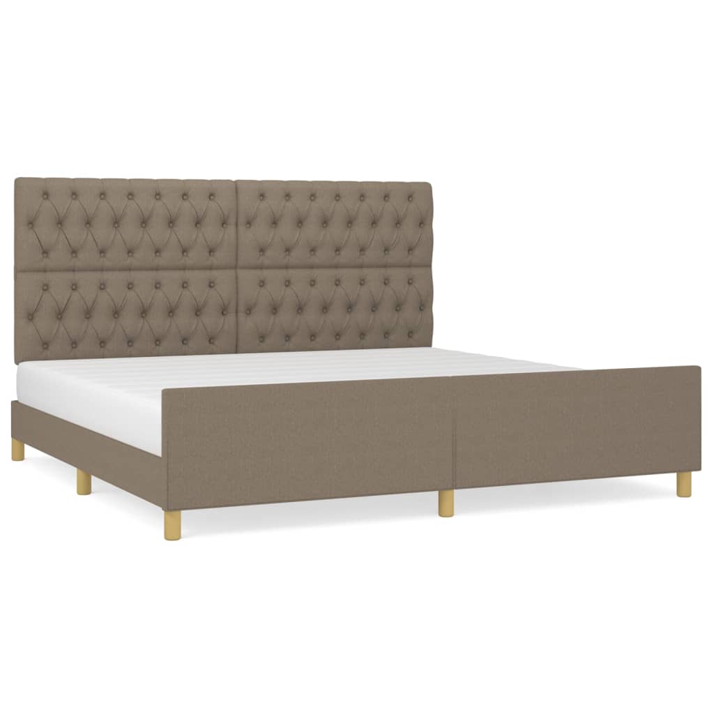 Cadre de lit sans matelas et tête de lit taupe 200x200 cm tissu - XIOS